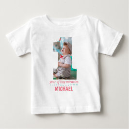 1E VERJAARDAG BABYKLEDING AANGEPASTE FOTO