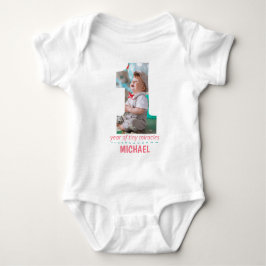 1E VERJAARDAG BABYKLEDING AANGEPASTE FOTO ROMPER