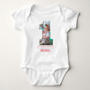1E VERJAARDAG BABYKLEDING AANGEPASTE FOTO ROMPER