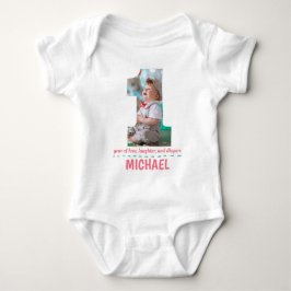 1E VERJAARDAG BABYKLEDING AANGEPASTE FOTO ROMPER