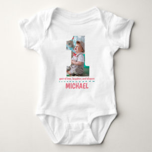 1E VERJAARDAG BABYKLEDING AANGEPASTE FOTO ROMPER