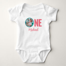 1E VERJAARDAG BABYKLEDING AANGEPASTE FOTO ROMPER