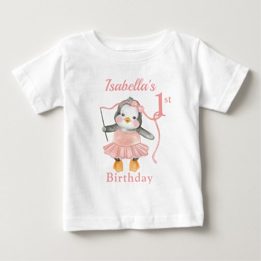 1e verjaardag Ballerina Penguin Roze (Voorkant)