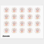 1e Verjaardag Ballerina Penguin Roze Gepersonalise Ronde Sticker (Vel)