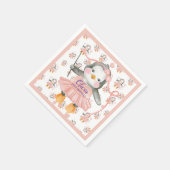 1e verjaardag Ballerina Penguin Roze Papier Servet (Hoek)