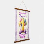 1e verjaardag ballon thema hangend wandkleed (Gebogen)