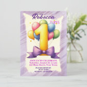 1e verjaardag ballon thema kaart (Staand voorkant)
