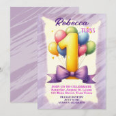 1e verjaardag ballon thema kaart (Voorkant / Achterkant)