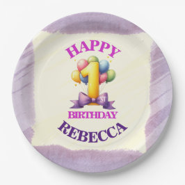 1e verjaardag ballon thema papieren bordje
