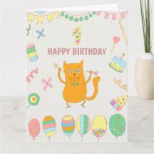 1e verjaardag. Ballonnen en rode kat.