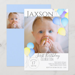 1e verjaardag ballonnen helder kleurig feestelijk kaart