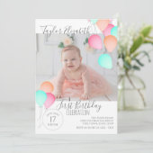 1e Verjaardag Ballonnen Helder Kleurrijk Feestelij Kaart (Staand voorkant)