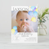 1e Verjaardag Ballonnen Helder Kleurrijk Feestelij Kaart (Staand voorkant)