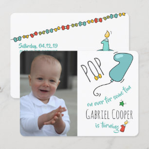 1e verjaardag Balloon Briefkaart - Afdrukken of do