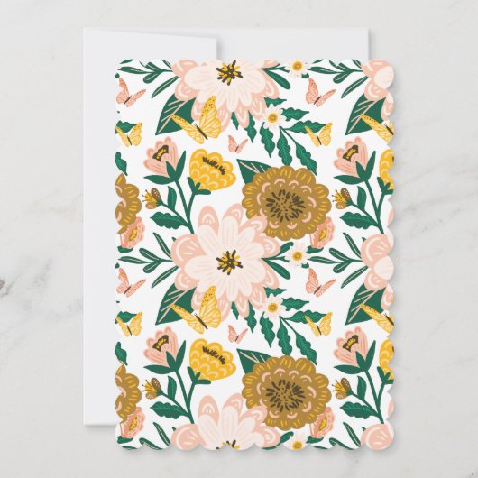 1e verjaardag & Baptism Spring Florals Butterflies Kaart (Achterkant)