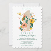 1e verjaardag & Baptism Spring Florals Butterflies Kaart (Voorkant)