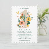 1e verjaardag & Baptism Spring Florals Butterflies Kaart (Staand voorkant)