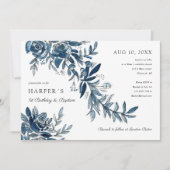 1e verjaardag Baptisme blauwe waterverf florale Kaart (Voorkant)