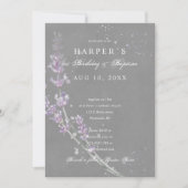 1e verjaardag Baptisme lavender bloemen grijs Kaart (Voorkant)