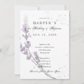 1e verjaardag Baptisme lavender bloemen Kaart (Voorkant)