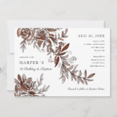 1e verjaardag Baptisme roze waterverf floraal Kaart (Voorkant)