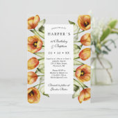 1e verjaardag Baptisme spring bloemen en tulpen Kaart (Staand voorkant)