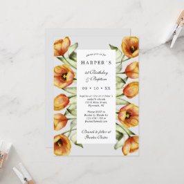 1e verjaardag Baptisme spring bloemen en tulpen Kaart