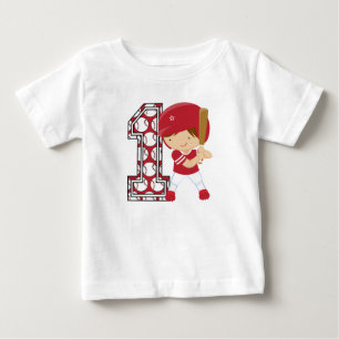 1e verjaardag Baseball Batter Red en White
