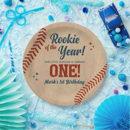 1e verjaardag Baseball Party Papieren Bordje (Feest)
