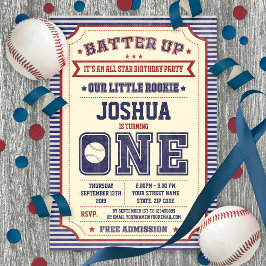  1e verjaardag Baseball Ticket Uitnodiging