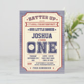  1e verjaardag Baseball Ticket Uitnodiging (Staand voorkant)