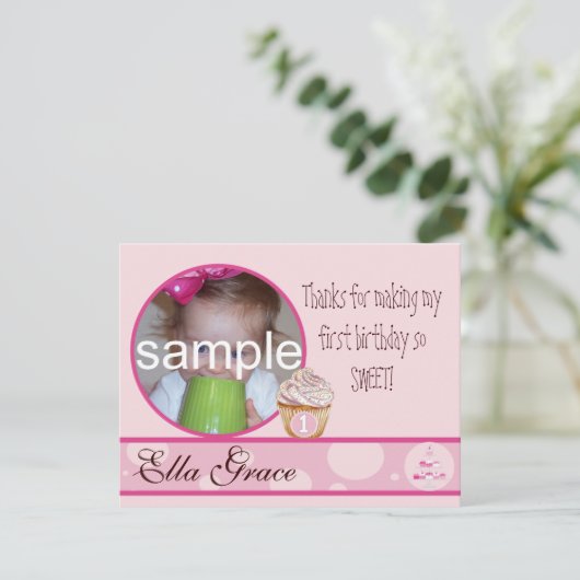 1e verjaardag Bedankkaart (Staand voorkant)