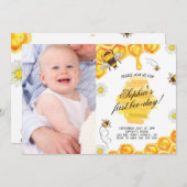 1e Verjaardag Bee Honey Girl Eerste Foto Kaart (Voorkant / Achterkant)