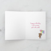 1e Verjaardag Beer Regenboogstrepen en Ballonnen Kaart (Binnen)