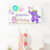 1e verjaardag Beer van Happy Princess Spandoek (Insitu)