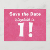 1e verjaardag Bewaar de datum Roze Wit voor MEISJE Aankondigingskaart (Voorkant)