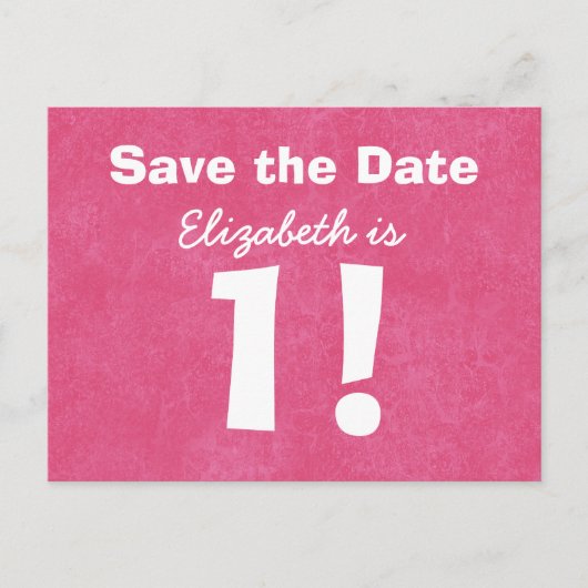 1e verjaardag Bewaar de datum Roze Wit voor MEISJE Aankondigingskaart (Voorkant)
