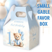 1e verjaardag blauw beige teddybeer nummer bedankdoosjes