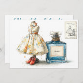 1e Verjaardag Blauwe Bloemen Parfum Thema Kaart (Voorkant / Achterkant)