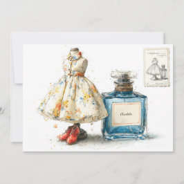 1e Verjaardag Blauwe Bloemen Parfum Thema Kaart