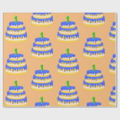 1e verjaardag blauwe Cake Cadeaupapier (Vlak)