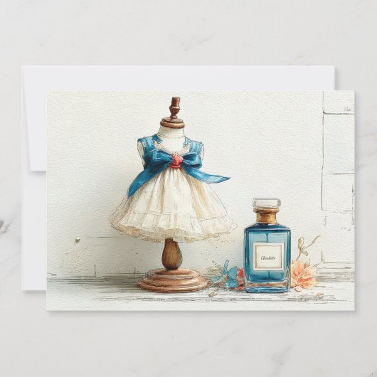 1e verjaardag Blauwe Couture Parfum Thema Kaart (Voorkant)