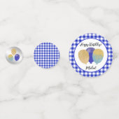 1e verjaardag Blauwe Gingham ballonnen & foto Confetti (Achterkanten)