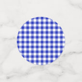 1e verjaardag Blauwe Gingham ballonnen & foto Confetti (Kleine voorkant)