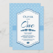 1e verjaardag blauwe olifanten kaart (Voorkant / Achterkant)