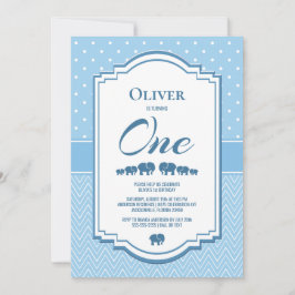 1e verjaardag blauwe olifanten kaart