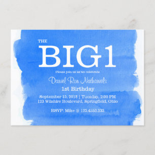 1e verjaardag blauwe Waterverf kleine jongen Kaart