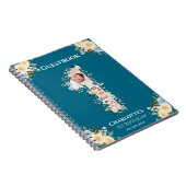 1e verjaardag Blauwgroen bloemenfoto Geel Guestboo Notitieboek (Rechterzijde)