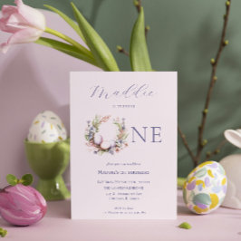 1e verjaardag  | Bloemen paaseieren krans Kaart