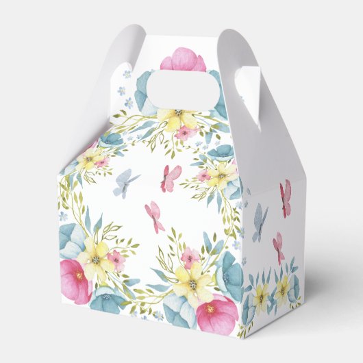 1e verjaardag Bloemen Roze Blauwe Vlinders Bedankdoosjes (Achterkant)